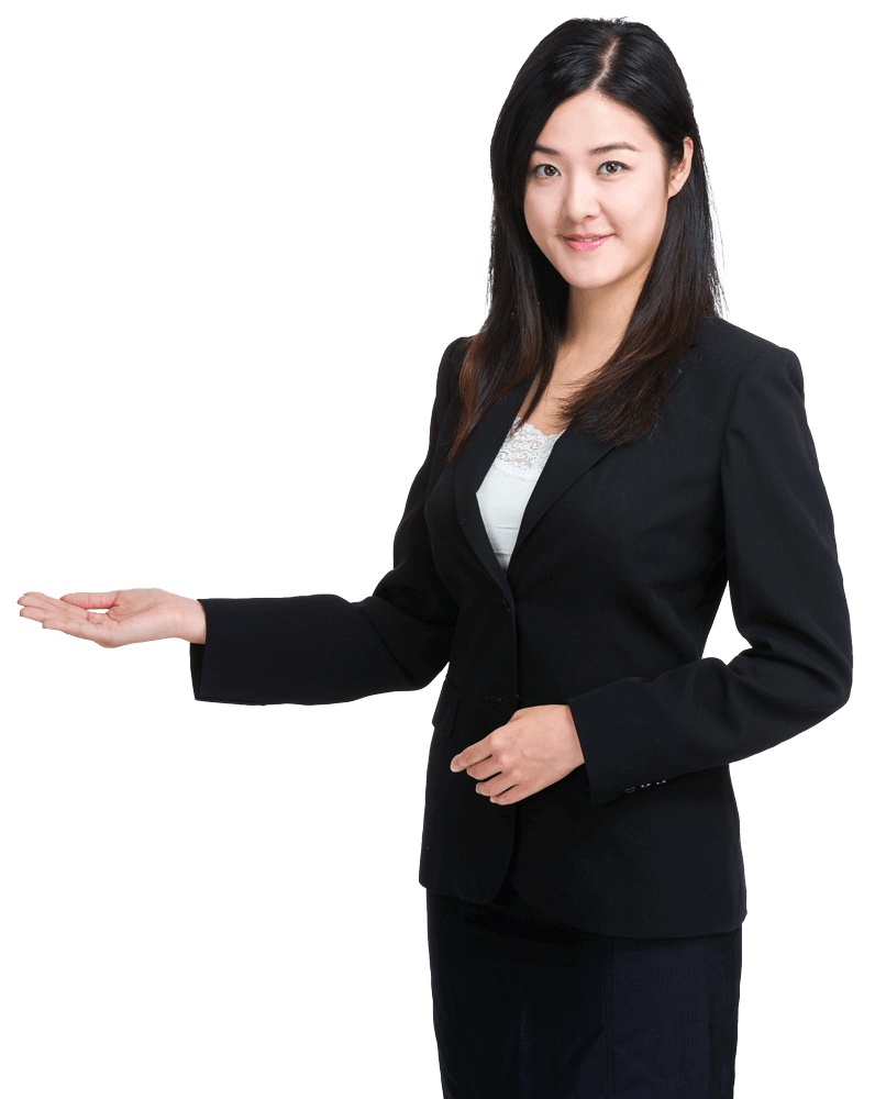 cutout-female-pointing-left Female agent gesturing left